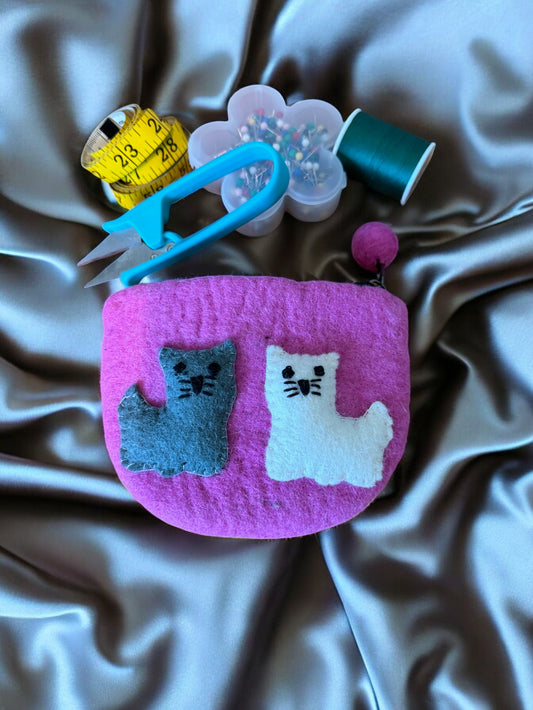 handcrafted felt cat pouch