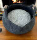 Handmade cat bed from Nepal, comfortable cat bed with pillow, stylish wool cat bed.
